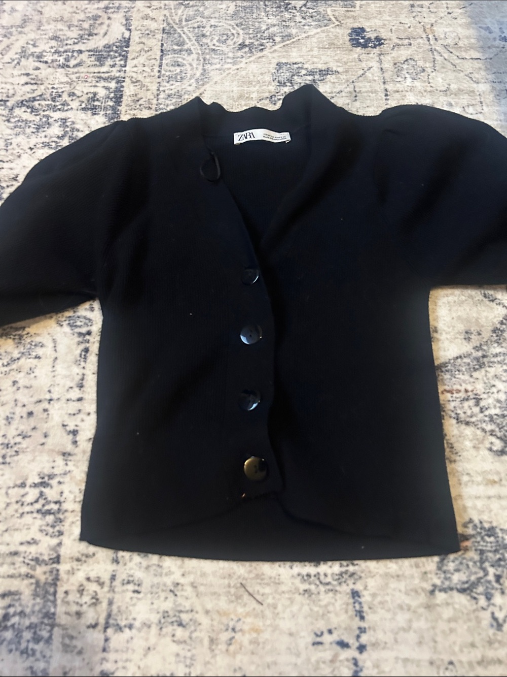 Zara Black Button-Up Knit Cardigan